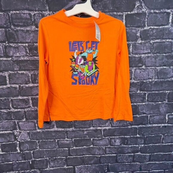 Cat & Jack Medium 8 Boy's Orange Lets Get Spooky Halloween T-Shirt Top Monsters - Picture 1 of 5